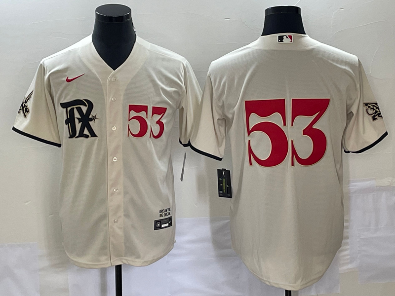 Men's Texas Rangers #53 Adolis García Cream 2023 City Connect Cool Base With Patch Stitched Baseball Jersey